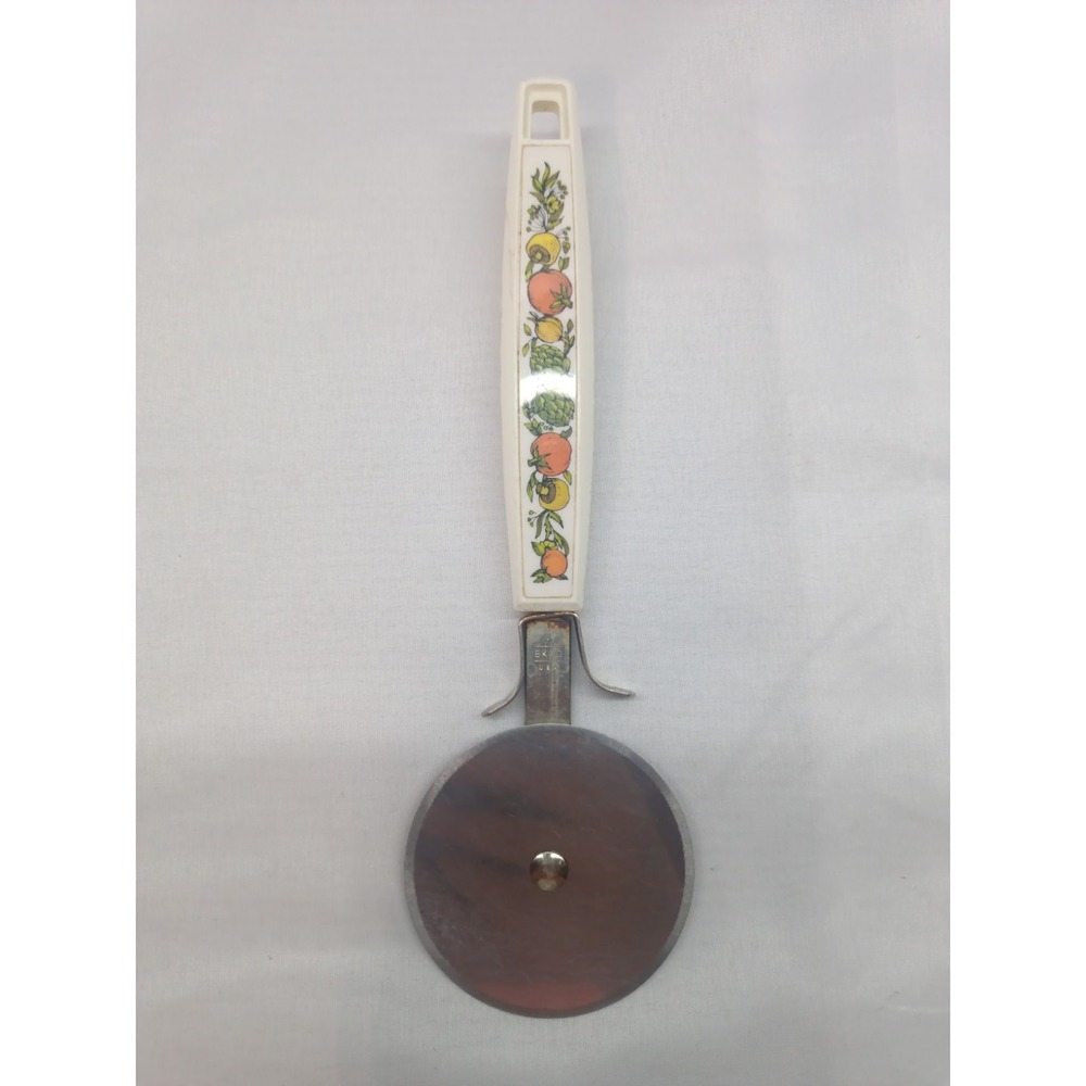 Vtg Ekco Spice Of Life Veggie Print Pizza Cutter Kitchen Utensil Collector
